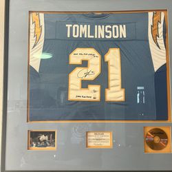 Autographed Tomlinson Charger jersey