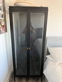 Black Metal Glass Door Display Cabinet