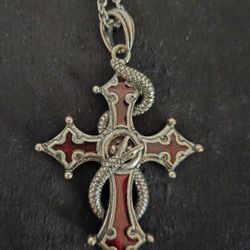 Gothic Red Cross with Snake