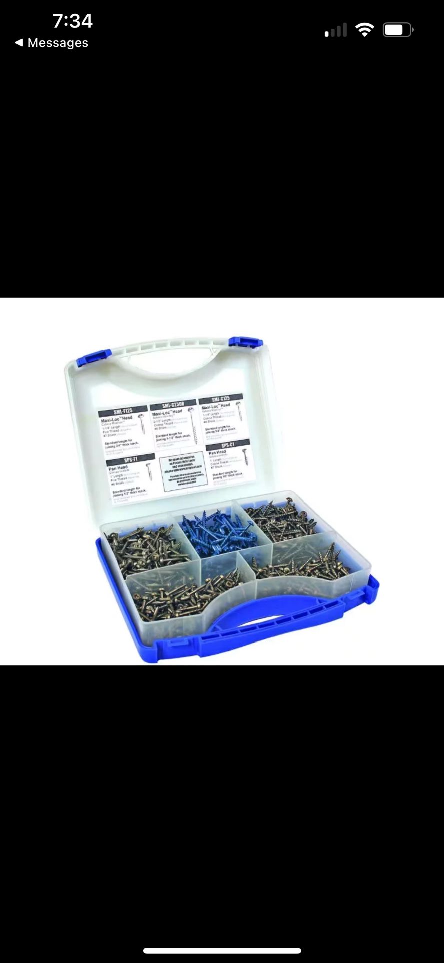 Kreg SK03 1" to 2-1/2" Square Drive Round Head Pocket-Hole Screw Kit (675-Pack)