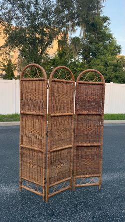 3-Panel Folding Wicker/Rattan Room Divider Room Partition