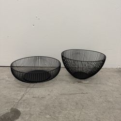 Modern Black Metal Wire Decorative Bowls – Set of 2