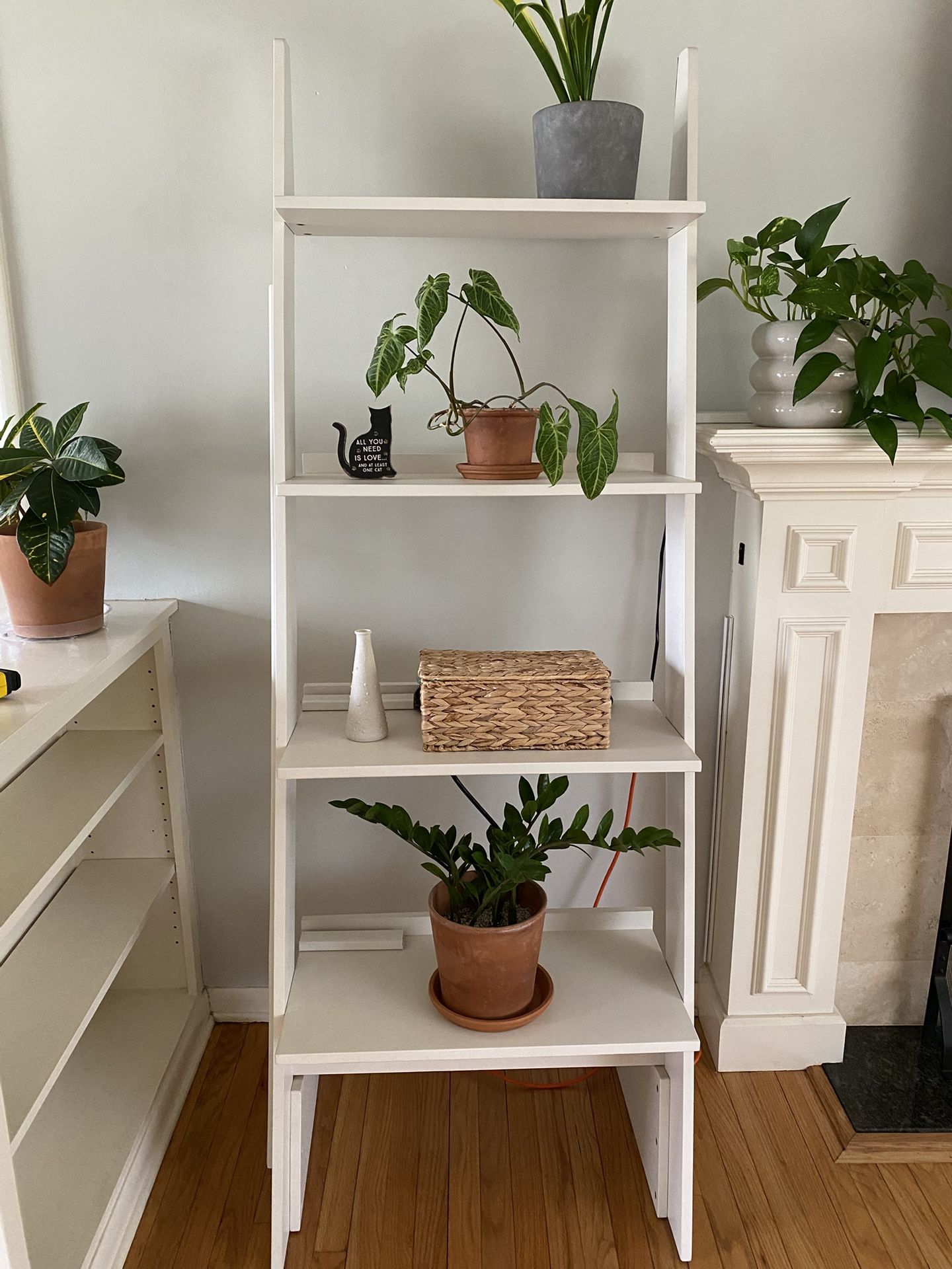Tall Modern Slanted White Bookshelf