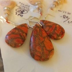 Orange Copper Turquoise Pendant Set