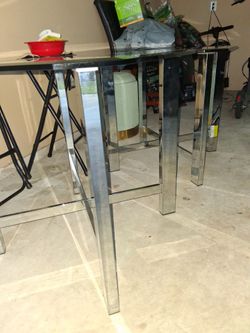 Glass Top Dining Table with Chrome Legs