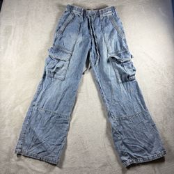 Habitual Jeans Women’s XS Blue High Waist Wide Leg Stretch Drawstring #2056