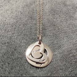 Sterling Silver 3 Charm Love Dream Laugh Necklace