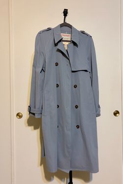 Light Blue Double-Breasted Trench Coat