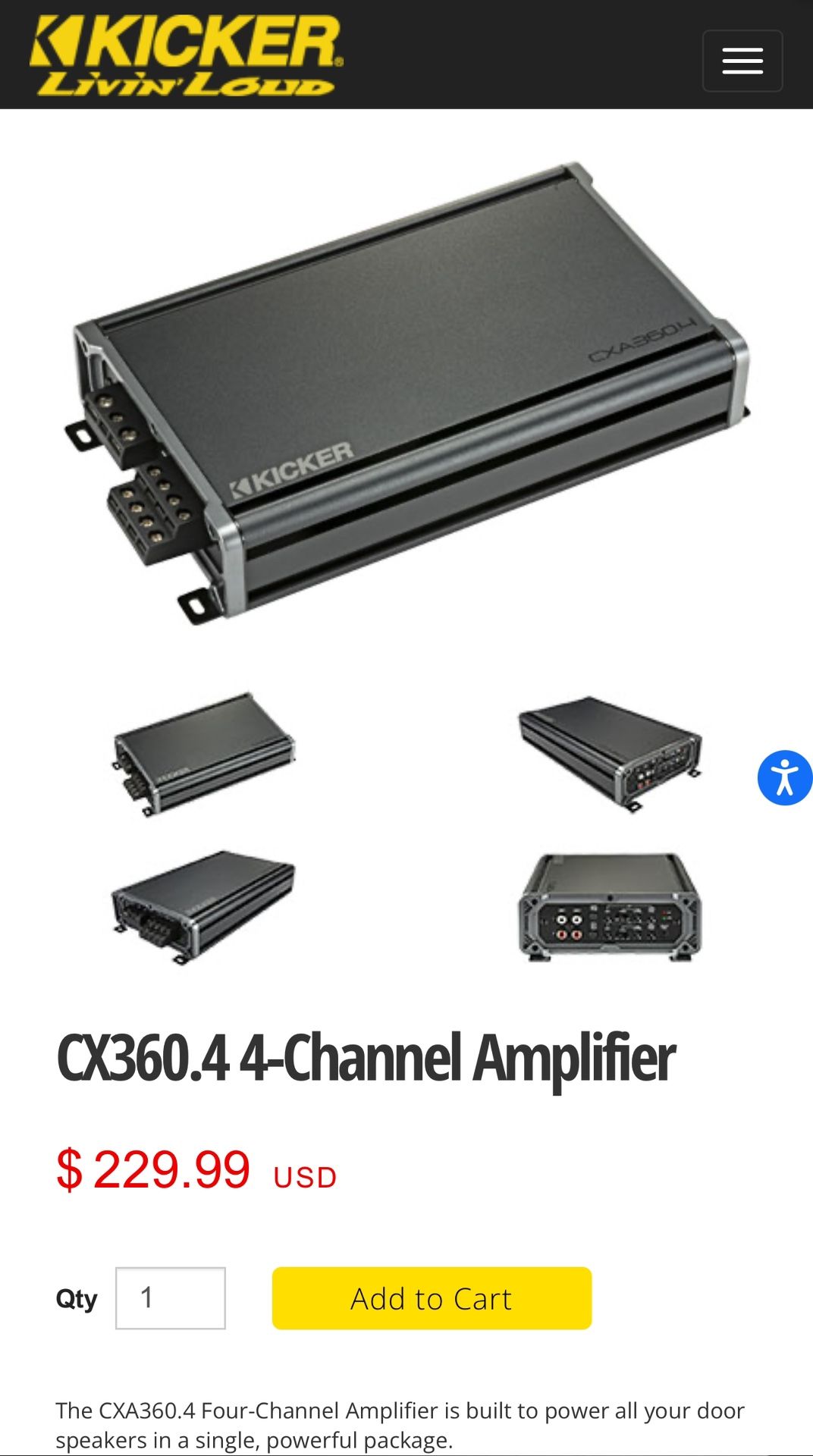 Kicker Amplifier 360.4 For Speakers
