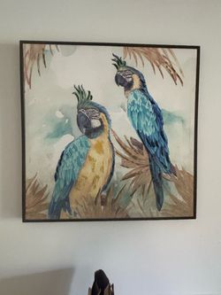 Framed Tropical Parrot Wall Art