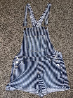 Blue and white stripes shorts ovealls SMALL