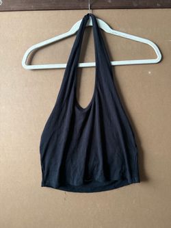 A Black & A White Ribbed Halter Crop Top