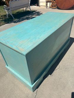 Turquoise Painted wood Storage Chest