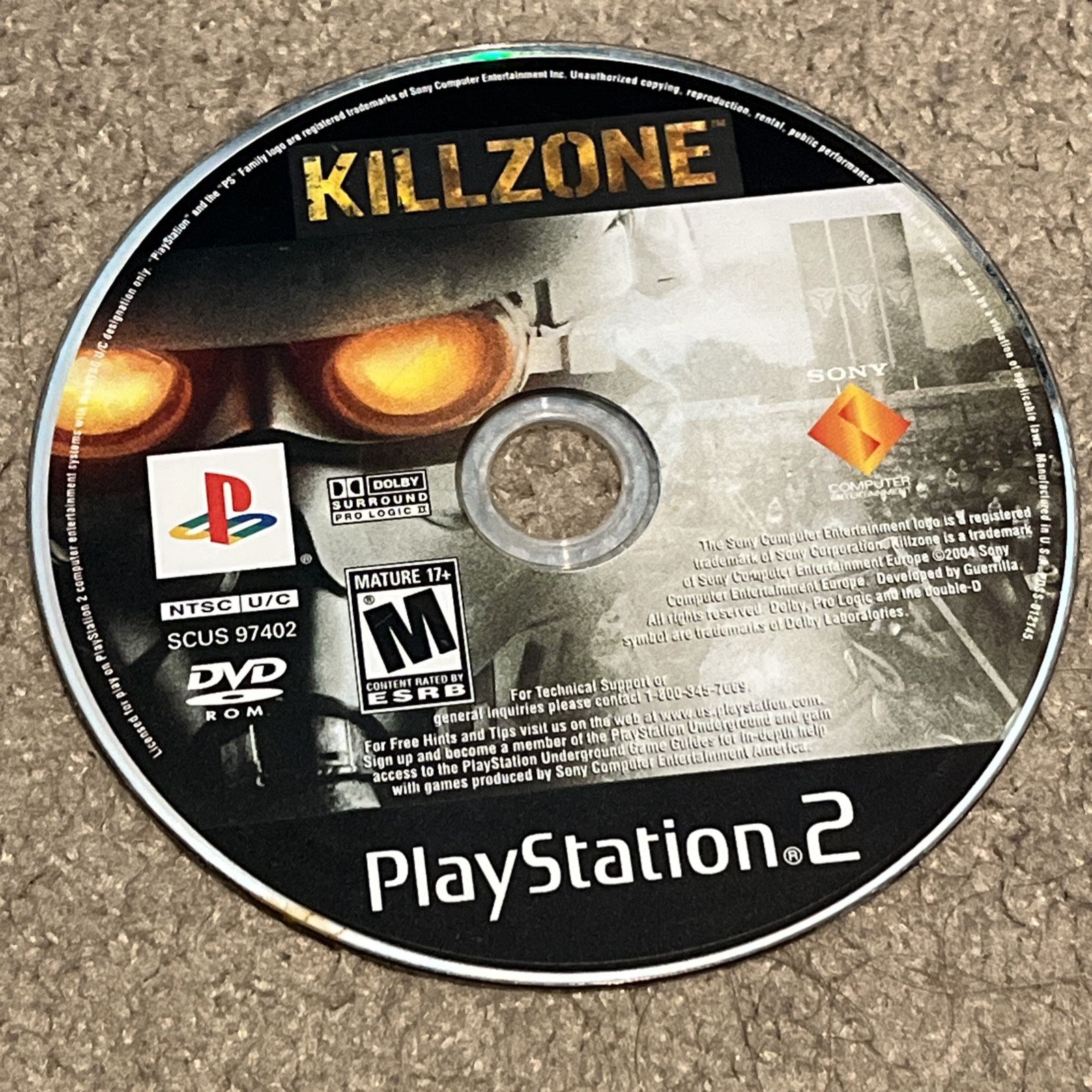 Killzone (Sony PlayStation 2, 2004) PS2 Disc Only Tested