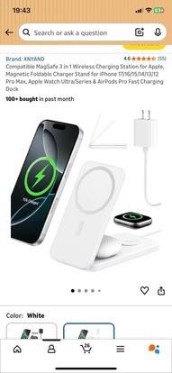 new Compatible MagSafe 3 in 1 Wireless Charging Station for Apple, Magnetic Foldable Charger Stand