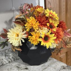 Floral Arrangement in Black Vase check more pictures