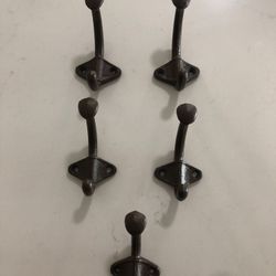 Vintage rustic hook hangers - set of 5 new
