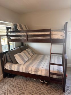 Twin over full dark wood bunk bed