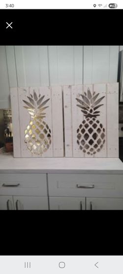 3008#🦀 26" x19"  Pineapple Pair wooden Pineapple wall art