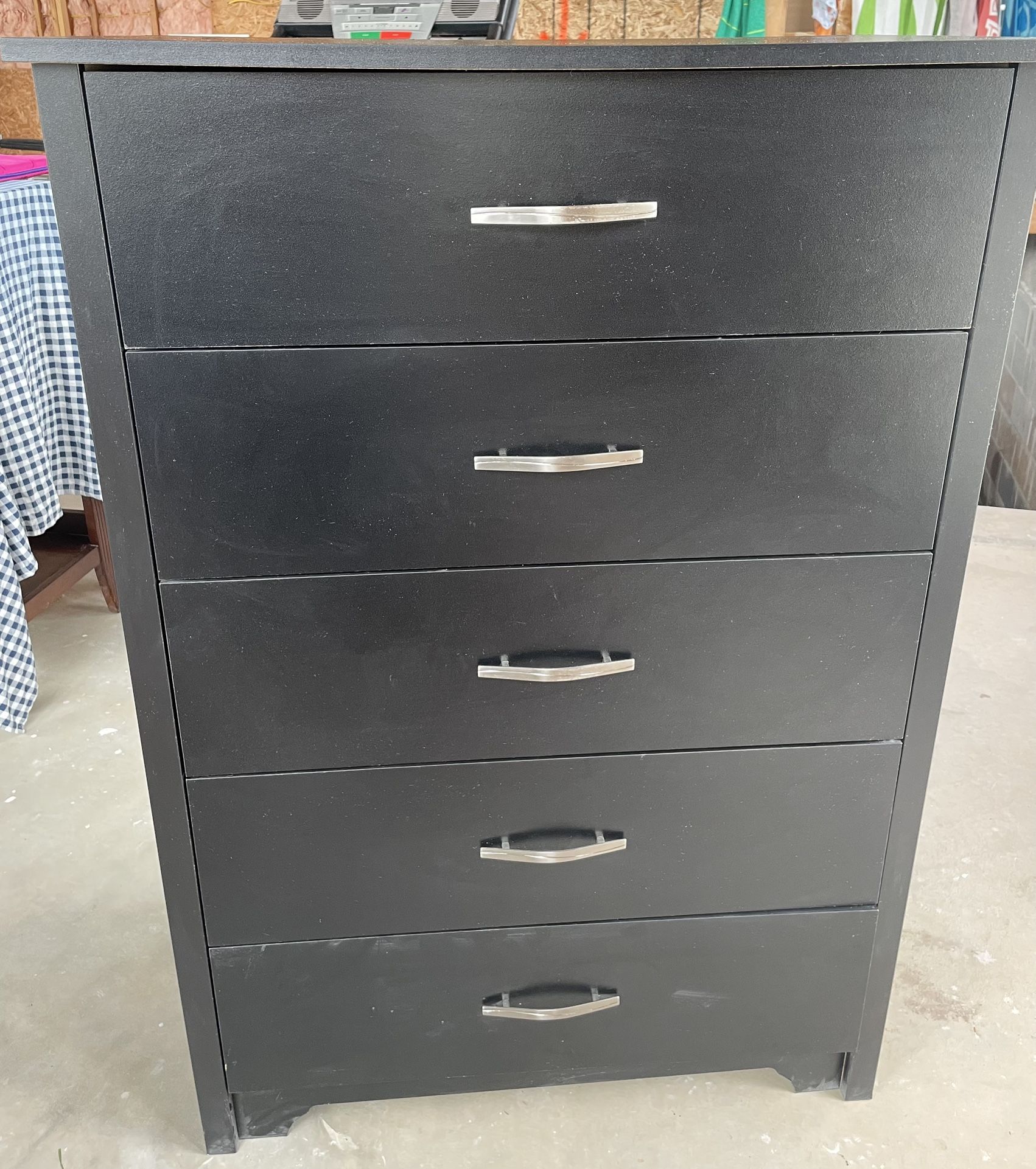 Black Wood Dresser 5 Drawer