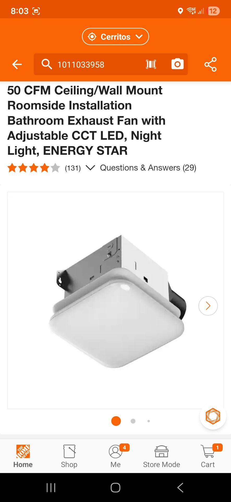 50 CFM Ceiling/Wall Mount Roomside Installation Bathroom Exhaust Fan with Adjustable CCT LED, Night Light, ENERGY STAR