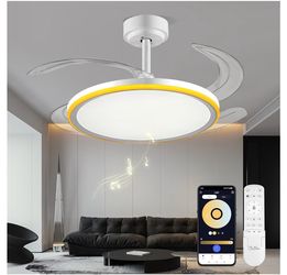 Modern Retractable Ceiling Fan with LED Light & Bluetooth Speaker (New in Box)