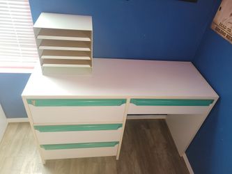 Desk And Small File Cabinet.