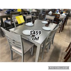 7 Piece Solid Wood Dining Table Set  // November Sale !