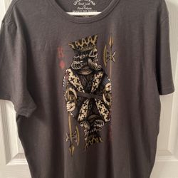 King of Diamonds Tee Lucky Brand Tshirt Size XL, Color Gray