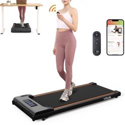 Walking Pad Under Desk Treadmill, 2.5HP Quiet Brushless Small Treadmill for Home and Office, Compact Portable Walking pad with Remote & App Control fo