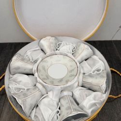 NEW Classic Coffee Espresso Cup and Saucer Set Design by Yedi Gray Feather Tea time $120