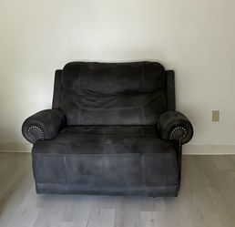 Gray Microfiber Recliner Chair with Nailhead Trim