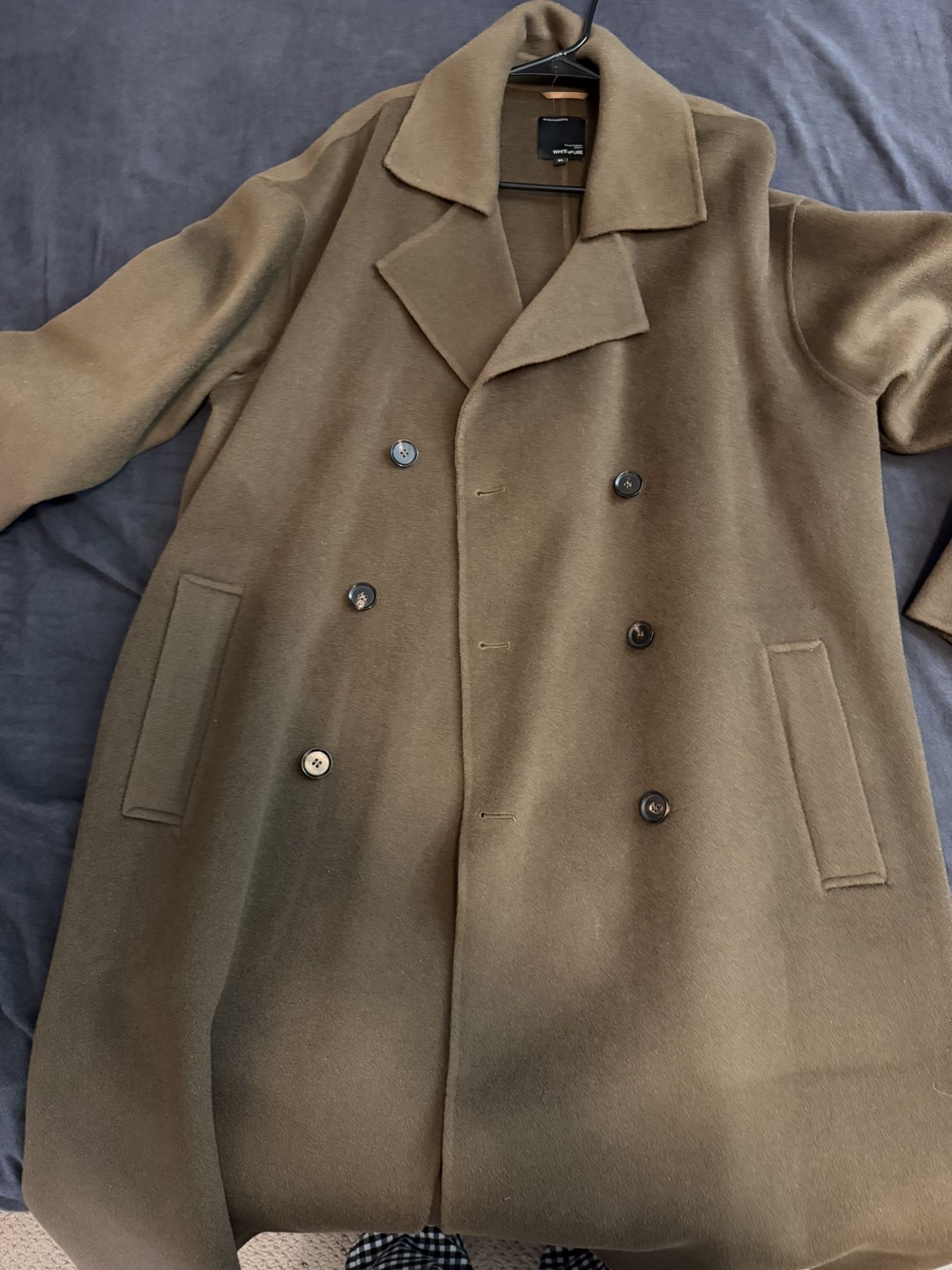brown wool trench coat men XL