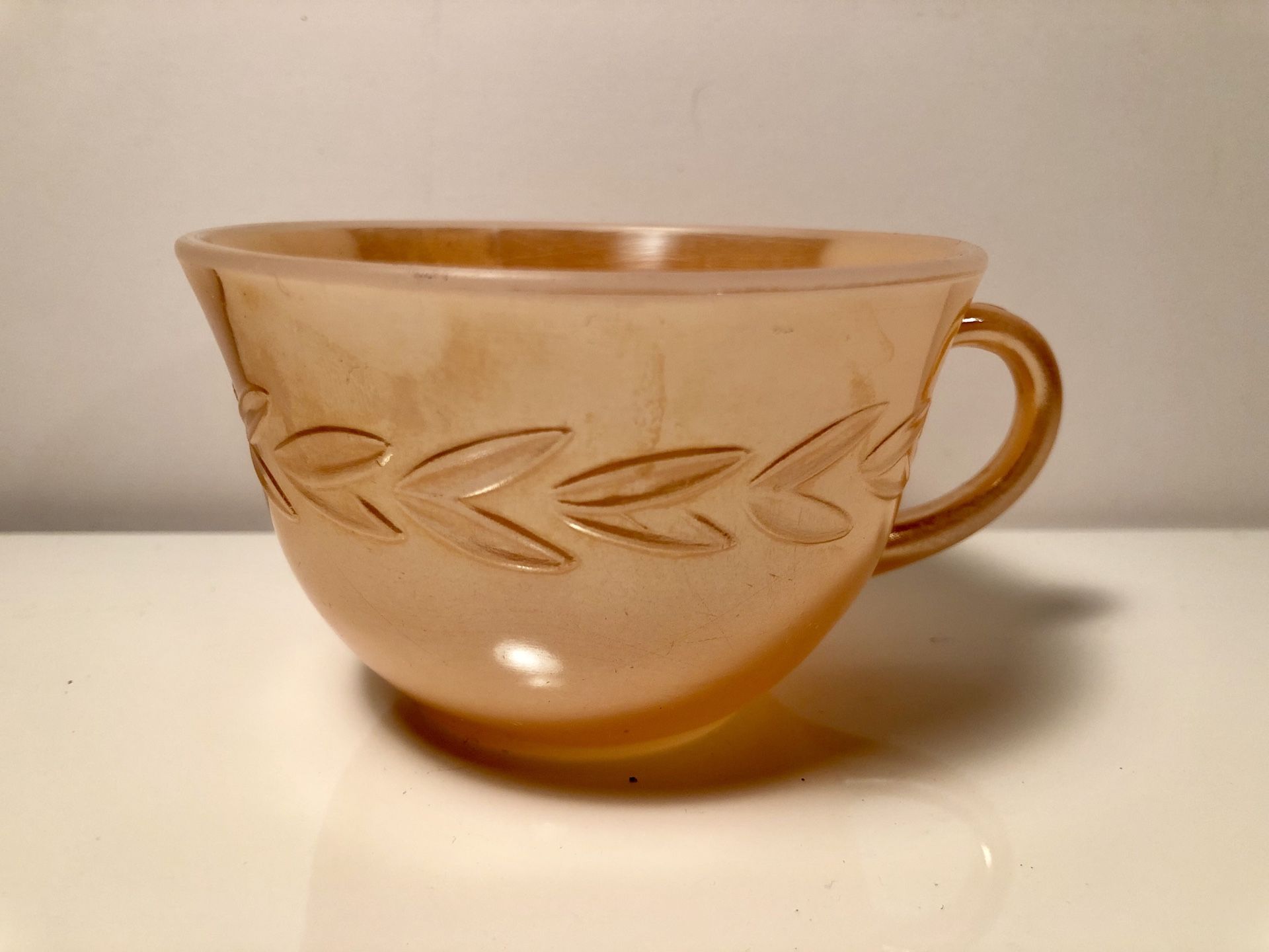 Fire King Carnival Glass Orange Tea Coffee Mug Cup Vintage