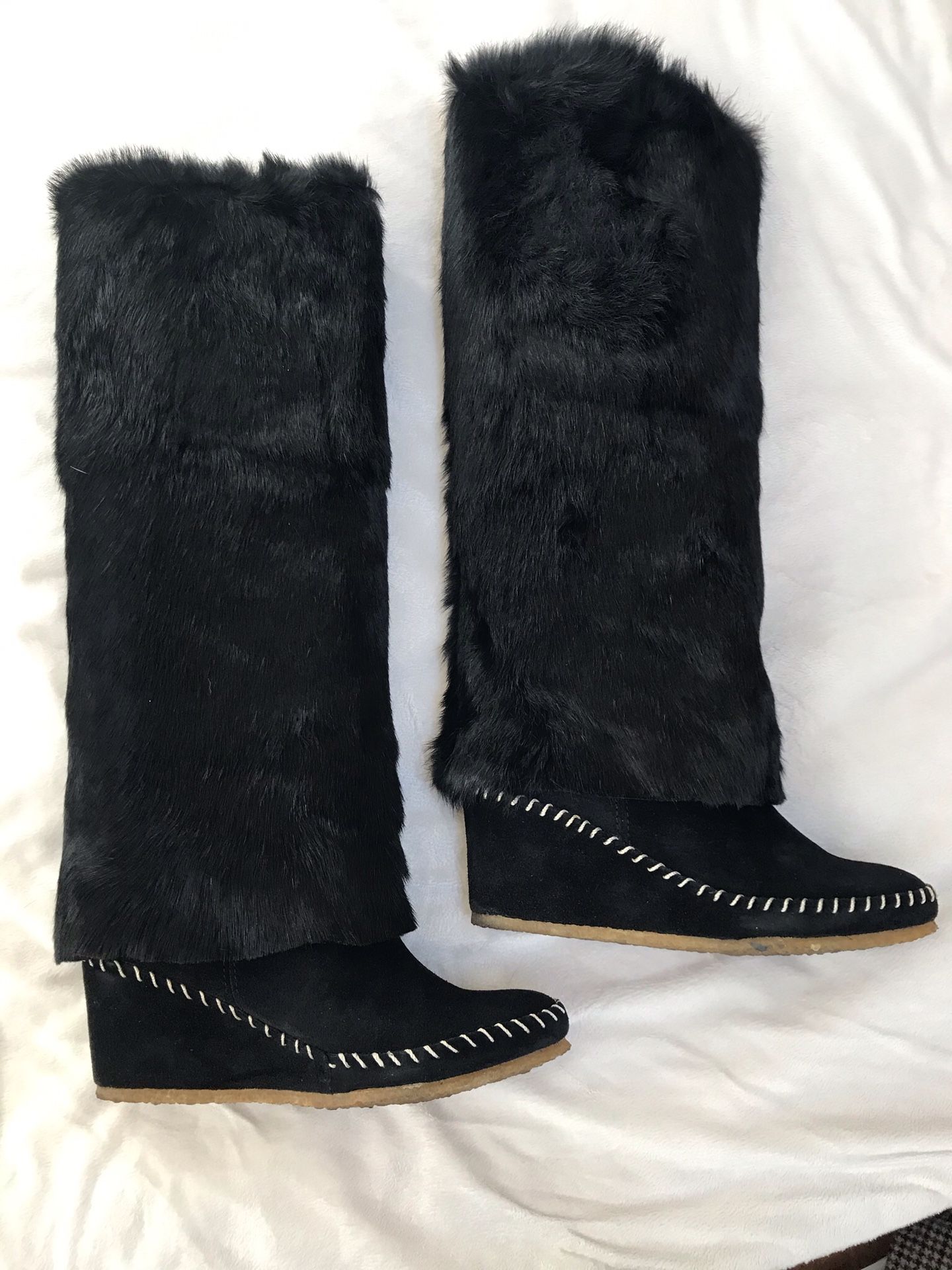 Fur Knee High Boots