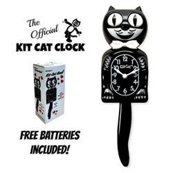 CLASSIC BLACK KIT CAT CLOCK 15.5" Battery USA MADE Official Kit-Cat Klock