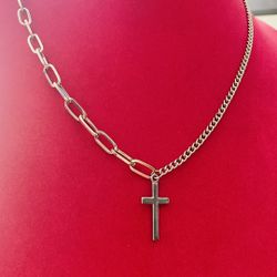 Frankenstein Chain Collar Necklace With Cross Charm 