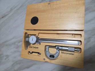 Vintage Alltrade Machinist Tool Set - 6" Dial Caliper & 0-1" Micrometer with Wood Case