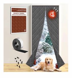 Insulated Magnetic Door Curtain for Winter, Thermal Door Cover with Triple-Layer Oxford Fabric, Windproof Cold Draft Blocker, Energy Saving Waterproof