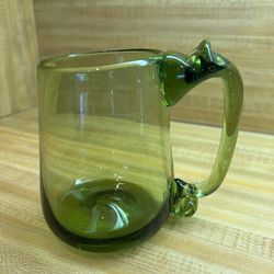 Hand Blown Green Glass Mug