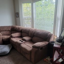 Rap Around Couch With 4 Built-in Recliners And Cup Holders 