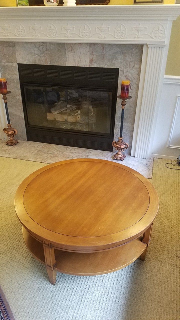 Solid wood round table.