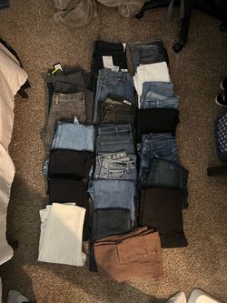 25 Pair Bulk Lot Jeans New & Used Mixed Brands - Assorted Sizes: W30-33/L30-32