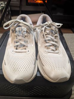 Brooks Ghost 15 White Low Top Lace-Up Men's Mesh Running Athletic Sneakers brooks ghost size 8.5 men's running walking. comfortable affordable sports 