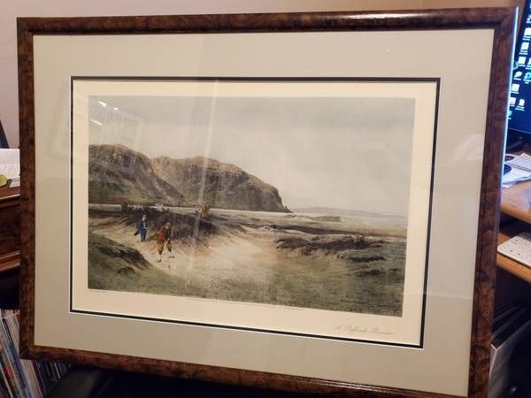 Rare Douglas Adams 1893 "A Difficult Bunker" framed & matted artwork