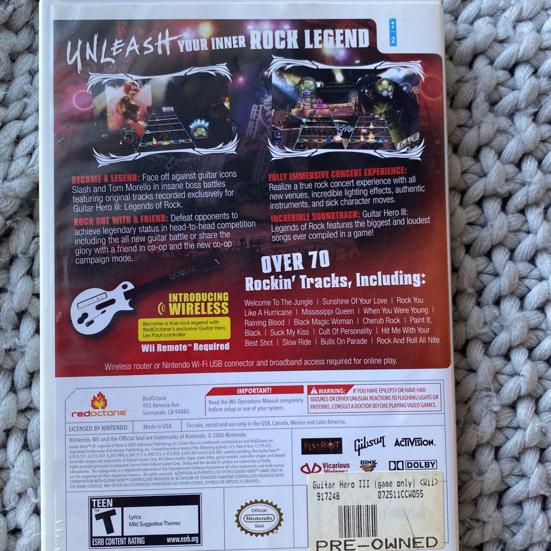 Wii Guitar Hero 3 Rock 