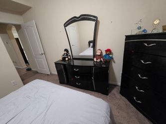 Black Dresser with Mirror and Chest