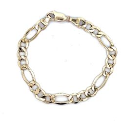  14kt Yellow Gold 8" Hollow Figaro Bracelet 