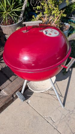 Vintage Red Weber Kettle BBQ 1989 Mfg 22" Grill Barbecue Grille