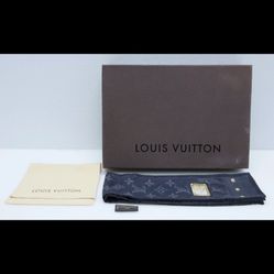 LOUIS VUITTON  Bandeau Denim Silk Monogram Scarf Blue w/ box